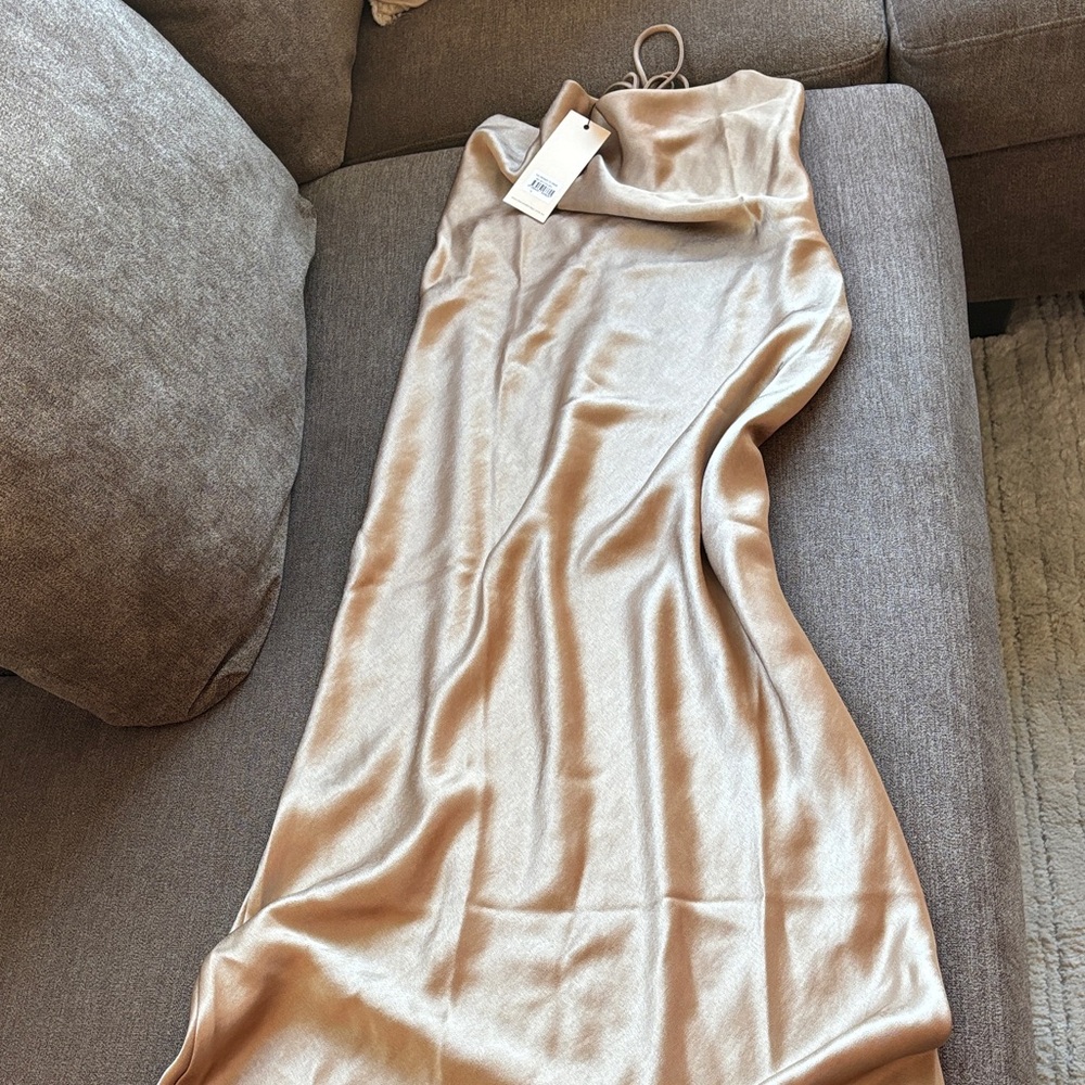 Elegant Metallic Satin Gown